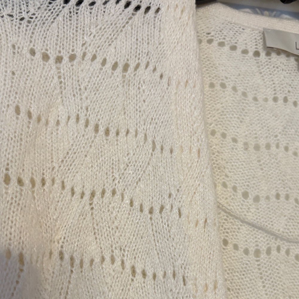 LOFT Ivory Open Knit Cardigan - Picture 3 of 3